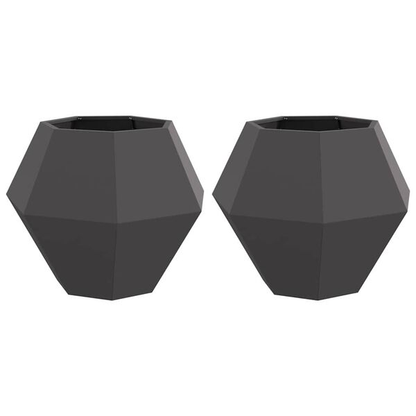 vidaXL Floreira 2 pcs Preto 75 x 75 x 60 cm A&ccedil;o
