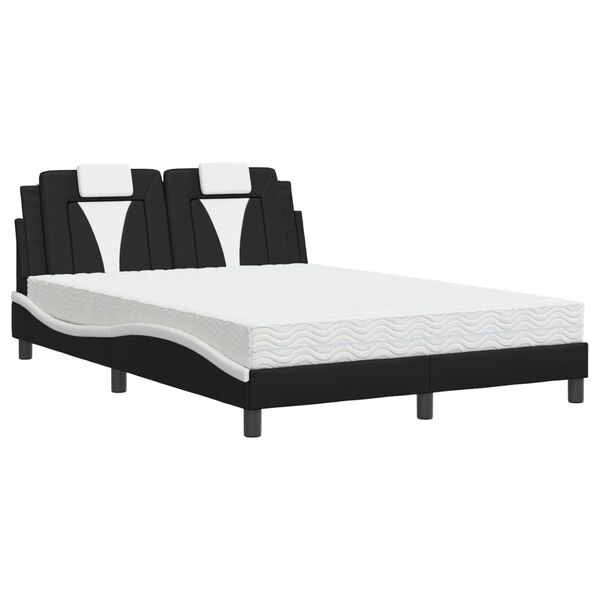 vidaXL Cama Viana com colch&atilde;o 120x200 cm couro artificial preto e branco