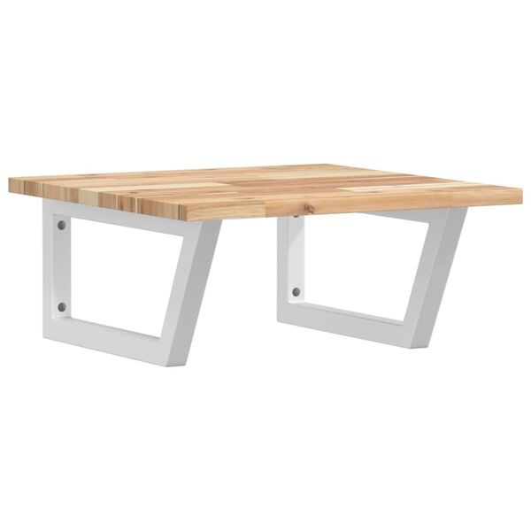 vidaXL Prateleira de parede p/ lavat&oacute;rio a&ccedil;o/madeira de ac&aacute;cia maci&ccedil;a