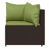 vidaXL 3 pcs conjunto lounge jardim c/ almofad&otilde;es vime PE castanho