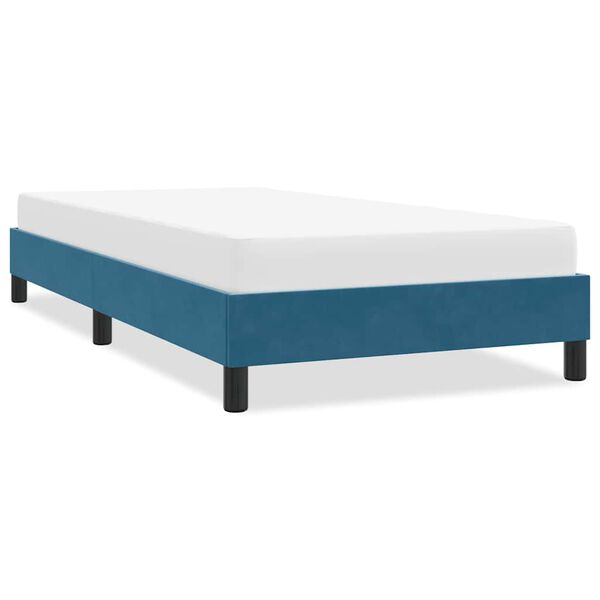 vidaXL Estrutura de cama sem colch&atilde;o 90x220 cm veludo azul-escuro