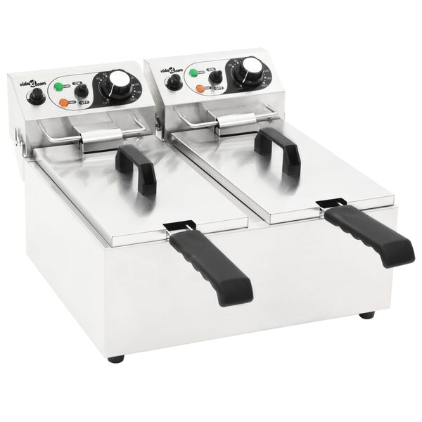 vidaXL Fritadeira el&eacute;trica dupla em a&ccedil;o inoxid&aacute;vel 12 L 4000 W