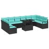 vidaXL Conjunto de Sof&aacute; de Jardim 11 pcs Preto e azul vime PE
