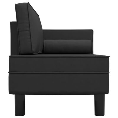 vidaXL Chaise longue com almofadões e rolo couro artificial preto