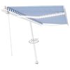 vidaXL Toldo autom&aacute;tico c/ LED e sensor de vento 450x350cm azul/branco