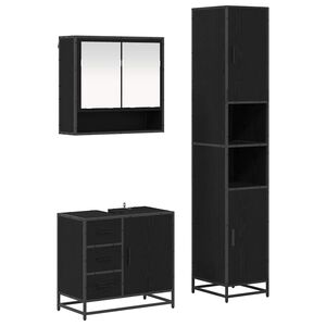 vidaXL Conjunto de M&oacute;veis para Banheiro com porta 3 pcs Carvalho Preto