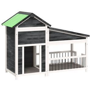 vidaXL Casota para c&atilde;es 143x60,5x109 cm pinho maci&ccedil;o cinzento