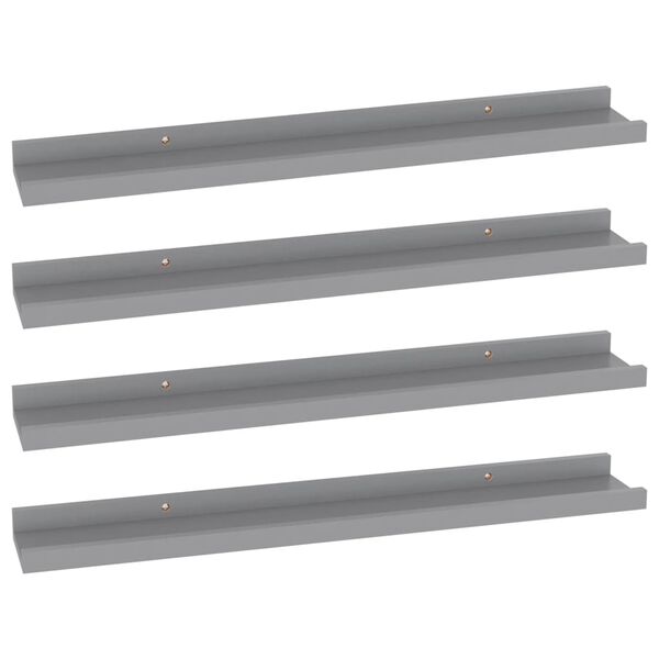 vidaXL Prateleiras de parede 4 pcs 60x9x3 cm cinzento