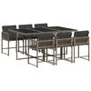 vidaXL 7 pcs conjunto de jantar p/ jardim c/ almofad&otilde;es vime PE cinza
