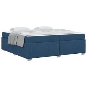 vidaXL Estrutura da Cama com colch&atilde;o Azul 200 x 200 cm tecido