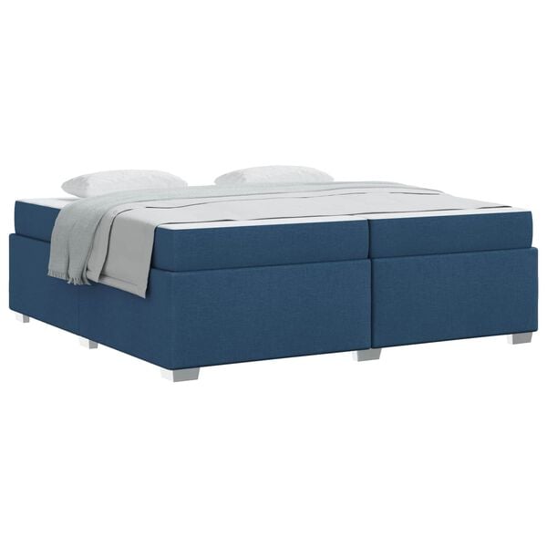 vidaXL Estrutura da Cama com colch&atilde;o Azul 200 x 200 cm tecido