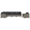 vidaXL 7 pcs conjunto lounge de jardim c/ almofad&otilde;es vime PE cinzento