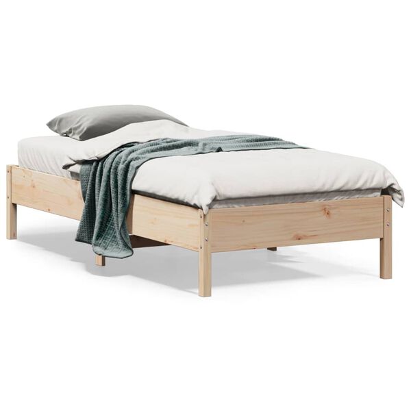 vidaXL Cama sem colch&atilde;o 75x190 cm madeira de pinho maci&ccedil;a
