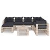 vidaxL Conjunto lounge de paletes p/ jardim 8 pcs c/ almofad&otilde;es pinho