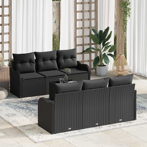 vidaXL Conjunto de Sof&aacute; de Jardim Preto 55 x 55 x 37 cm vime PE