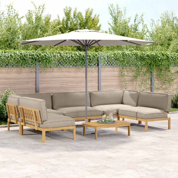 vidaXL Conjunto de Sof&aacute;s com almofada Liso 6 pcs Cinzento-acastanhado