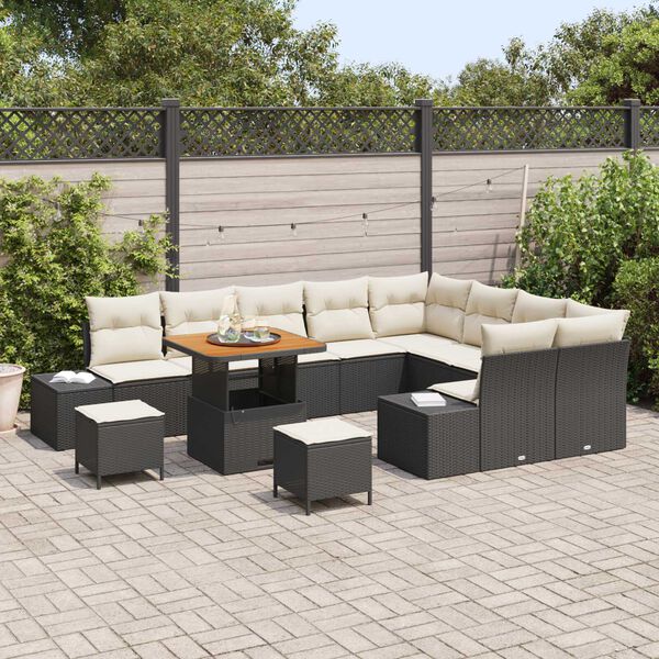 vidaXL Conjunto de Sofá de Jardim 12 pcs Preto Rattan Sintético