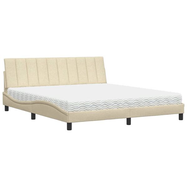 vidaXL Cama com colch&atilde;o Hanko 180x200 cm tecido cor creme