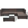 vidaXL 5 pcs conjunto lounge jardim c/ almofad&otilde;es vime PE castanho