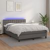 vidaXL Cama box spring c/ colch&atilde;o/LED 140x200cm couro artificial cinza