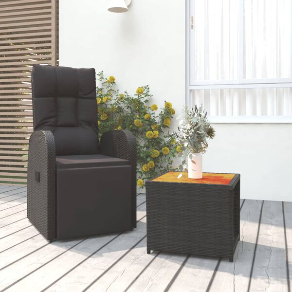vidaXL 2 pcs conjunto lounge para jardim vime PE/acácia maciça preto