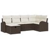 vidaXL Conjunto de Sof&aacute; de Jardim 6 unid. Castanho vime PE