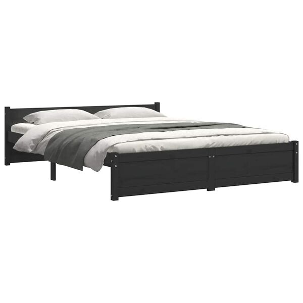 vidaXL Estrutura de cama king 150x200 cm madeira maci&ccedil;a preto