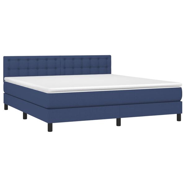 vidaXL Cama box spring c/ colch&atilde;o e LED 160x200 cm tecido azul
