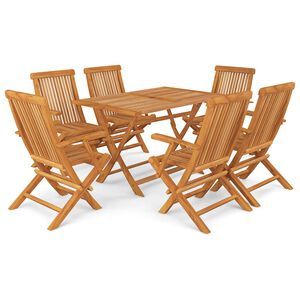 vidaXL 7 pcs conjunto de jantar para jardim madeira de teca maci&ccedil;a