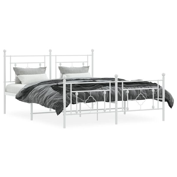 vidaXL Estrutura de cama com cabeceira e pés 160x200 cm metal branco