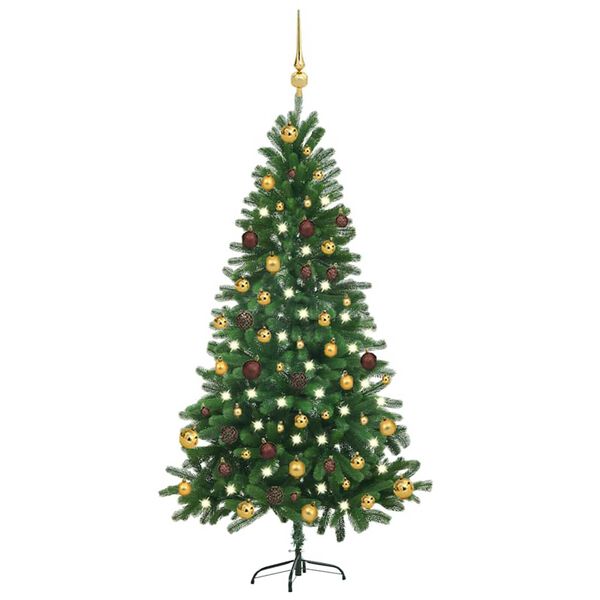 vidaXL &Aacute;rvore Natal artificial pr&eacute;-iluminada c/ bolas 150 cm verde