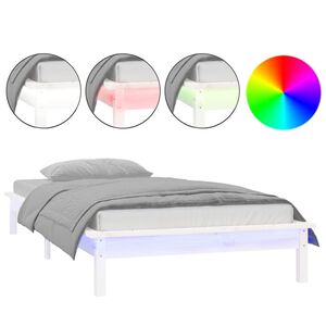 vidaXL Estrutura de cama c/ luzes LEDs 100x200cm madeira maci&ccedil;a branco