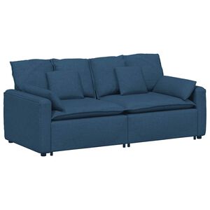 vidaXL Sof&aacute; modular com almofadas azul