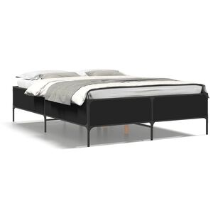 vidaXL Estrutura de cama 140x190 cm derivados de madeira/metal preto