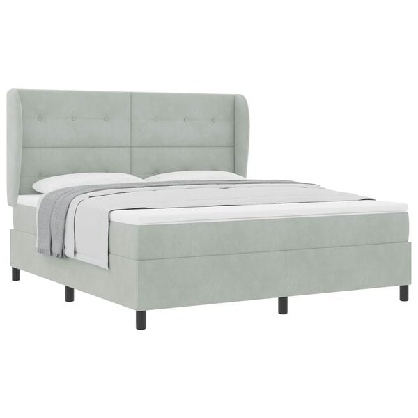 vidaXL Cama Box com colch&atilde;o Cinzento-claro 200 x 180 cm Poli&eacute;ster