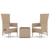 vidaXL 3 pcs conjunto lounge para jardim vime PE e a&ccedil;o bege