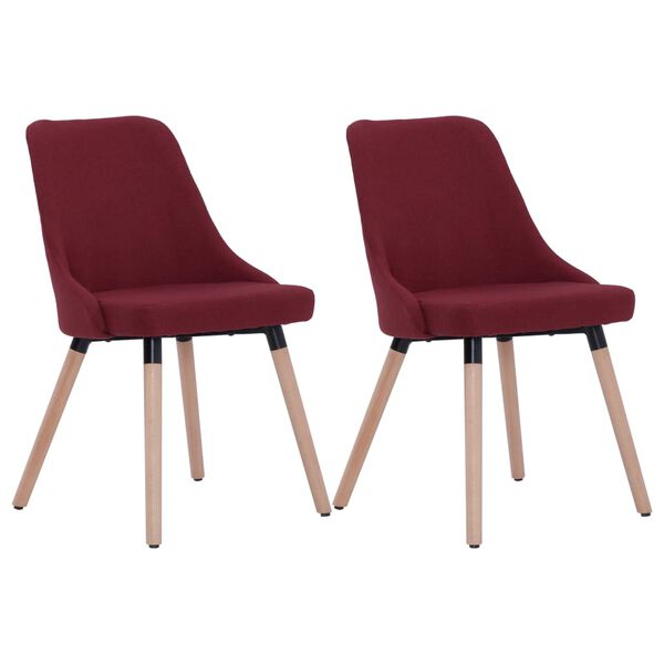 vidaXL Cadeiras de jantar 2 pcs tecido vermelho tinto