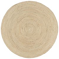 vidaXL Tapete artesanal em juta com design em espiral branco 90 cm