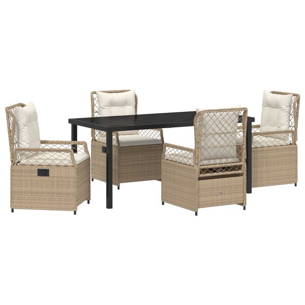 vidaXL Conjunto de Jantar para Jardim 5 pcs Bege e Branco Creme