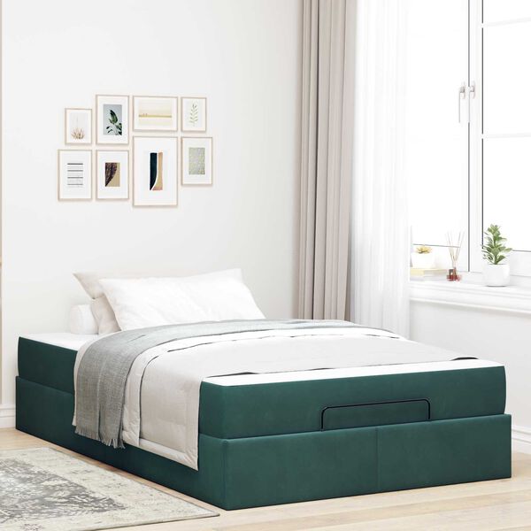 vidaXL Estrutura de cama com colch&atilde;o com colch&atilde;o 2 pcs Verde Veludo