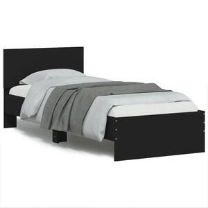 vidaXL Estrutura cama cabeceira 75x190 cm derivados de madeira preto