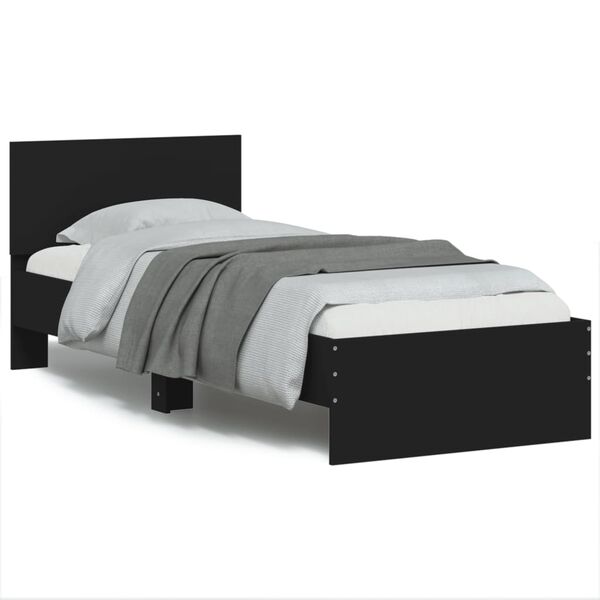 vidaXL Estrutura cama cabeceira 75x190 cm derivados de madeira preto