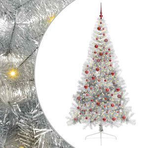 vidaXL &Aacute;rvore de Natal Artificial Pr&eacute;-iluminada Prateado 210 cm PET