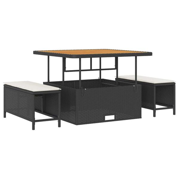 vidaXL Conjunto de Sof&aacute; de Jardim 13 pcs Preto e Creme vime PE