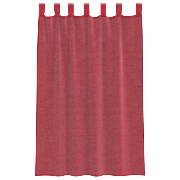 vidaXL Cortinas de voile com bolsos para varão 2 pcs vermelho tinto