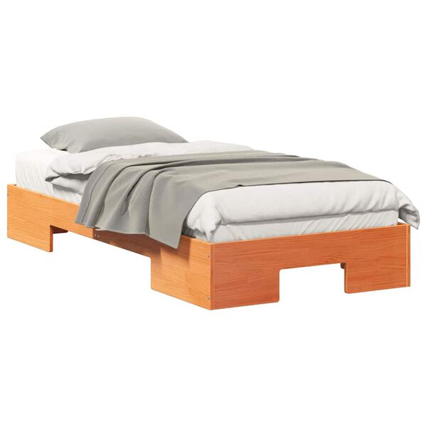 vidaXL Estrutura de cama de chão Castanho 75 x 190 cm