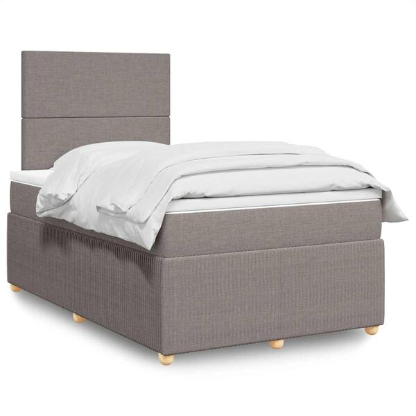 vidaXL Cama boxspring c/ colch&atilde;o 120x190cm tecido castanho-acinzentado