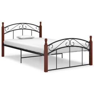 vidaXL Estrutura de cama 120x200cm metal/madeira carvalho maci&ccedil;a preto