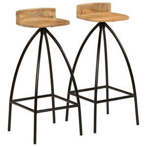 vidaXL Cadeiras de bar 2 pcs madeira de mangueira maci&ccedil;a