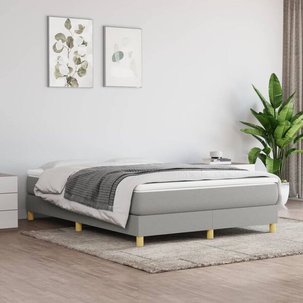 vidaXL Cama com molas/colch&atilde;o 140x190 cm tecido cinzento-claro